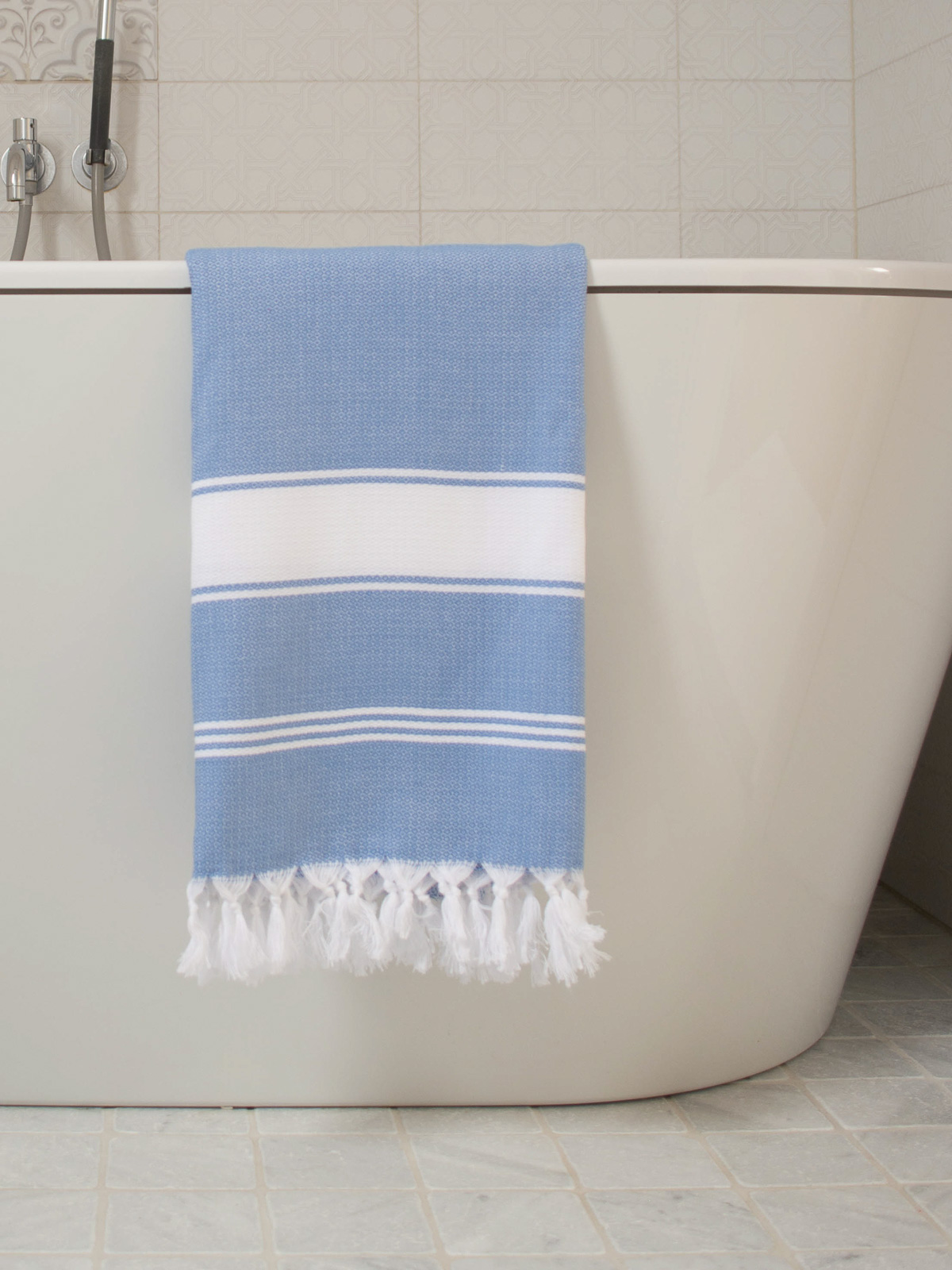 asciugamano hammam blu/bianco